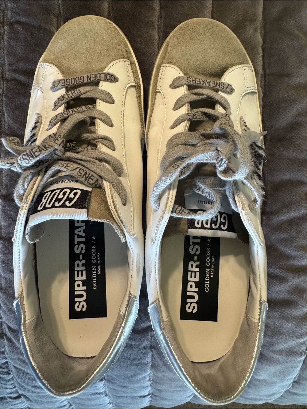 Golden Goose Superstar Sneakers with Black/White Pony Hair Zebra Star - Like New - Picture 6 of 7